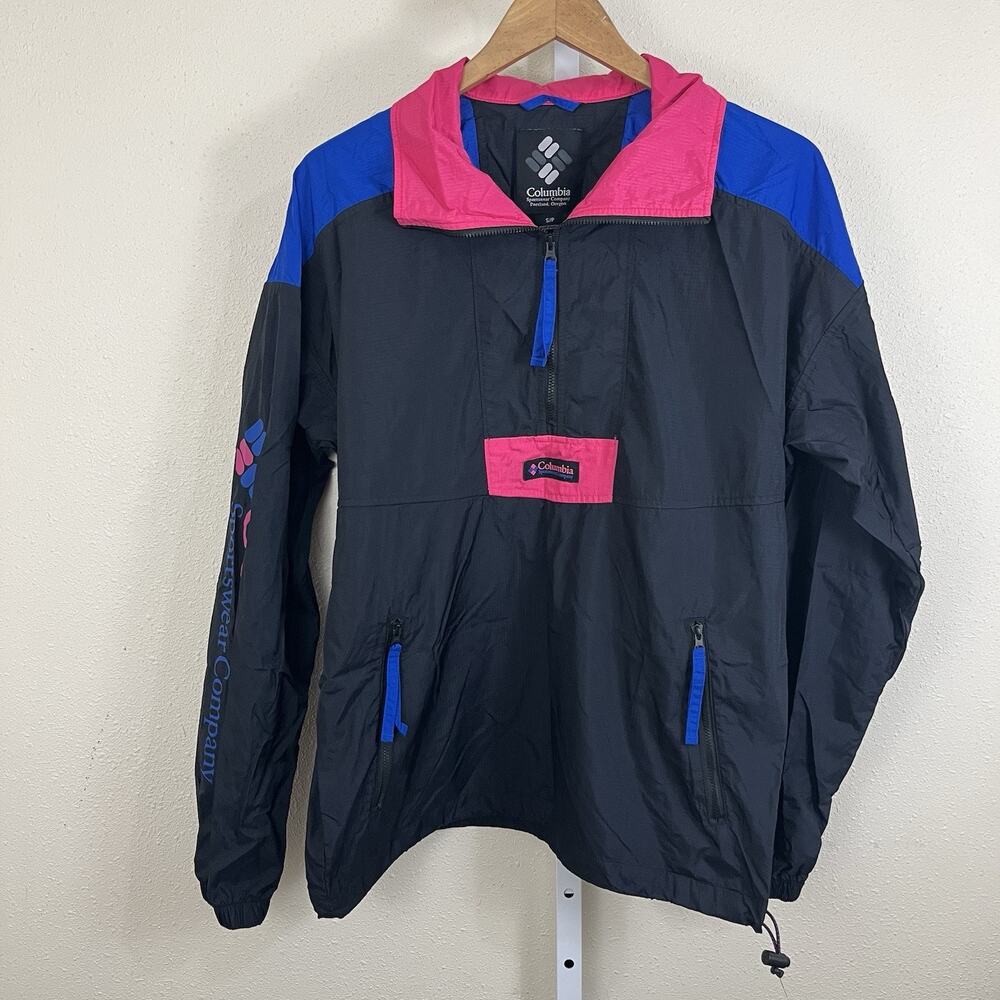 Columbia Anorak Jacket Small Colorblock Pullover Windbreaker Retro 90s